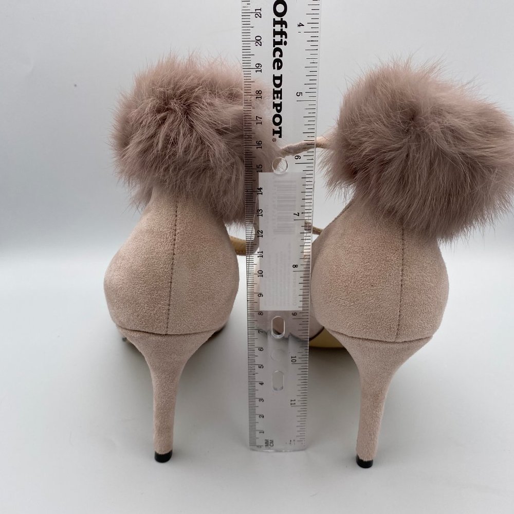 FSJ Ankle Strap Heels Suede Pumps Fluffy Ball - Picture 7 of 8